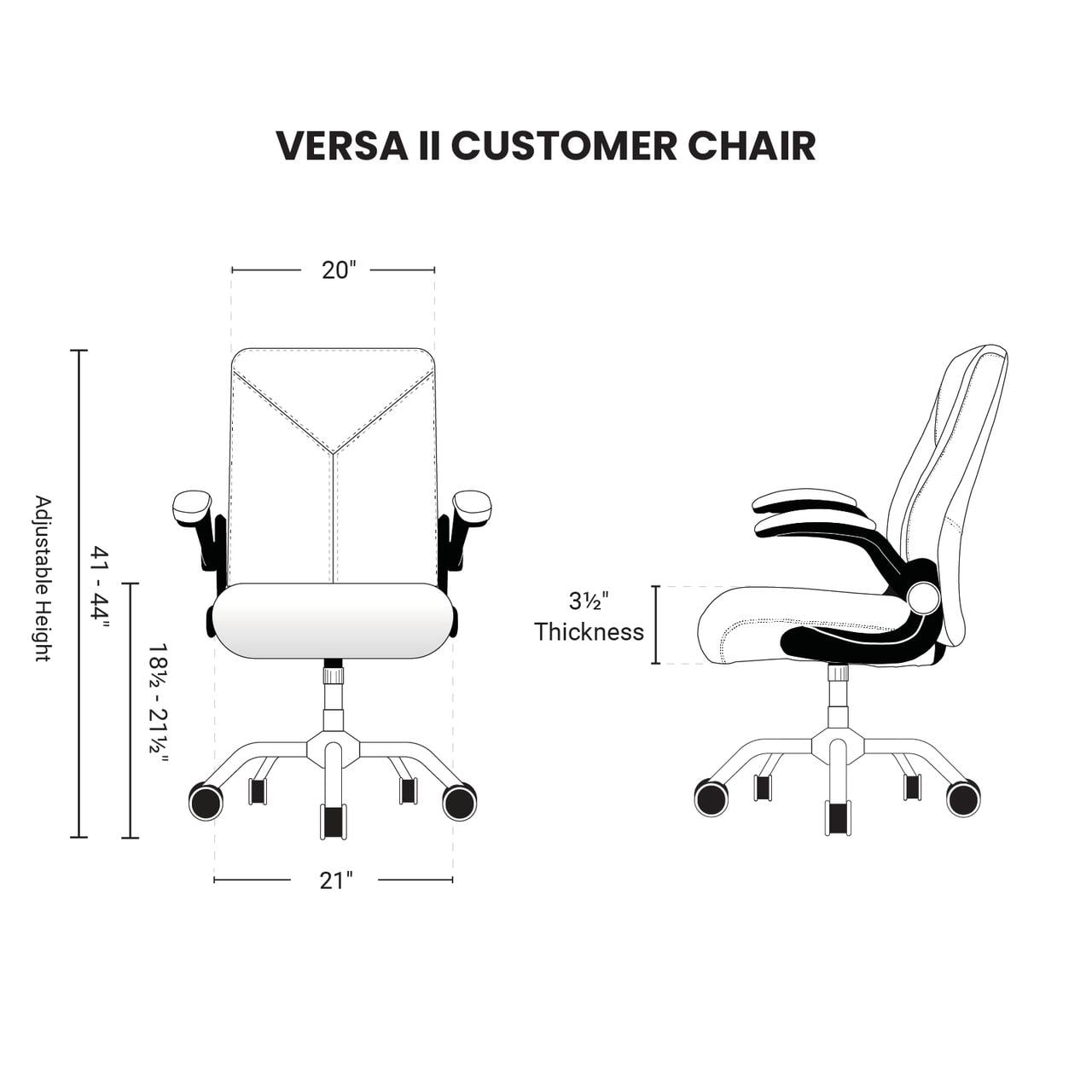 VERSA II Office Desk Chair, Customer Rolling Seat, Adjustable Height Lift Armrest, Conference Room, Reception, Waiting Area Chair, Storm Gray