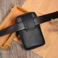 thumbnail image 5 of Riñonera de cuero para hombre, cartera vertical de moda para hombre de mediana edad y mayores, riñonera de piel de vaca para teléfono móvil al aire libre, 5 of 5