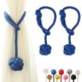 thumbnail image 1 of 2 alzapaños de cortina con bola grande tejida a mano de algodón para cortinas de exterior (azul, 2), 1 of 5