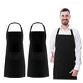 thumbnail image 3 of Bbq 2Pcs Black Neck Strap Apron Waterproof Pure Color 2 Pockets Barbecue BBQ Apron for Restaurant Home, 3 of 8