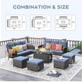 thumbnail image 2 of Brafab 10 Seat Outdoor Patio Furniture Set with 44" Gas Fire Pit Table, PE Wicker Patio Conversation Sets Cushioned Seat Couch Outdoor Sectional Chair Sofa Set for Yard Garden Porch | Blue, 2 of 7