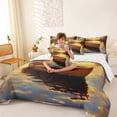 thumbnail image 3 of Feelyou Sunrise Glow River Wooden Boat Scenery Twin Bedding Sets for Men Adults, Lake Outdoor Nature Bedding Comforter Set, Reversible, 7pcs, 3 of 7