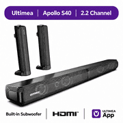 ULTIMEA 2.2ch Sound Bar for TV, Built-in Dual Subwoofer, 2 in 1 Separable Bluetooth 5.3 Soundbar , Bassmax Adjustable TV Surround Sound Bar, HDMI-ARC/Optical/Aux Home Theater Speakers, Wall Mount