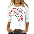 thumbnail image 5 of Jsaierl Valentines Day Shirts Womens Plus Size Love Heart Graphic Tees Cotton 3/4 Sleeve Blouse Crewneck Holiday T-shirt Tops Valentines Day Gifts, 5 of 5