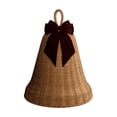 thumbnail image 2 of FeiBiQiuBi Woven Christmas Bell with Bow Ornament, Resin Jingle Bell Shaped Natural Rattan Tabletop Decor for Outdoor Indoor Decoration, 2 of 7