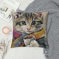 thumbnail image 2 of Qinduosi Throw Pillow Decoractive Cushion Covers of Line Cute Cat Pillow Case for Sofa Bed Couch  White, 2 of 5