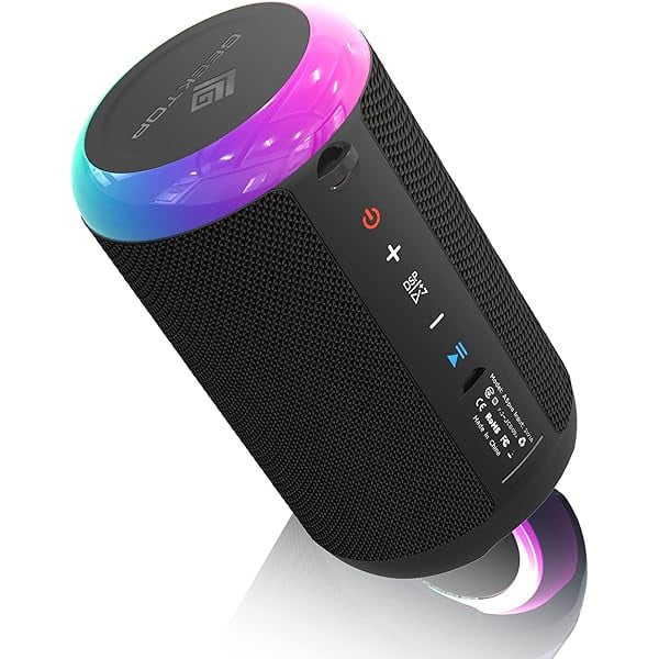 wonima44 Portable Bluetooth Speaker, Stereo Sound Wireless Speakers with IPX7 Waterproof, LED Lights, Dual Pairing Speaker for Party/Home/Outdoor/Beach, Birthday Gift, BlackTitle Generator