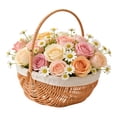 thumbnail image 3 of FSAGAE Oval Woven Storage Basket 29 cm Large with Handle for Home Garden and Decor Brown`, 3 of 5