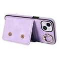 thumbnail image 4 of Feishell Ring Holder Bracket Wallet Case for iPhone 13, Luxury PU Leather Card Slots Flip Cover with Magnetic Buttons, TPU Bumper Shockproof Full Protection Case for iPhone 13,Purple, 4 of 11