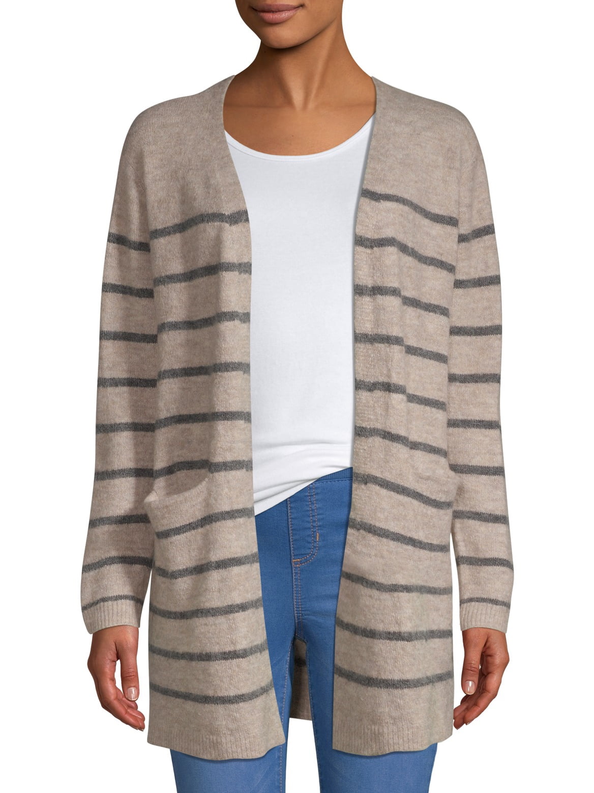 striped duster cardigan