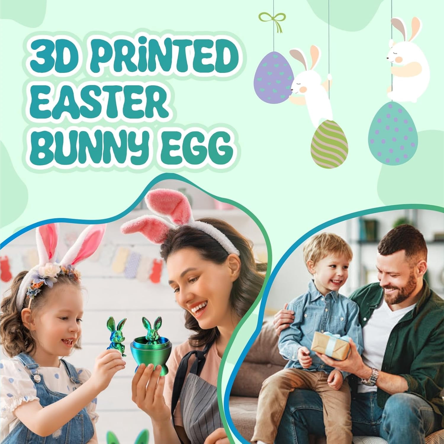 Vggrvlo 3D Printed Animals with Toys Inside Easter Eggs Decorations 3D Printing Toys for Easter Ornament for Birthday Gifts & Party Favors