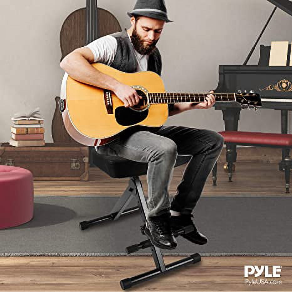 Pyle Padded Bench-Guitar/Keyboard Performer and DJ Deluxe Seat w/Adjustable Backrest