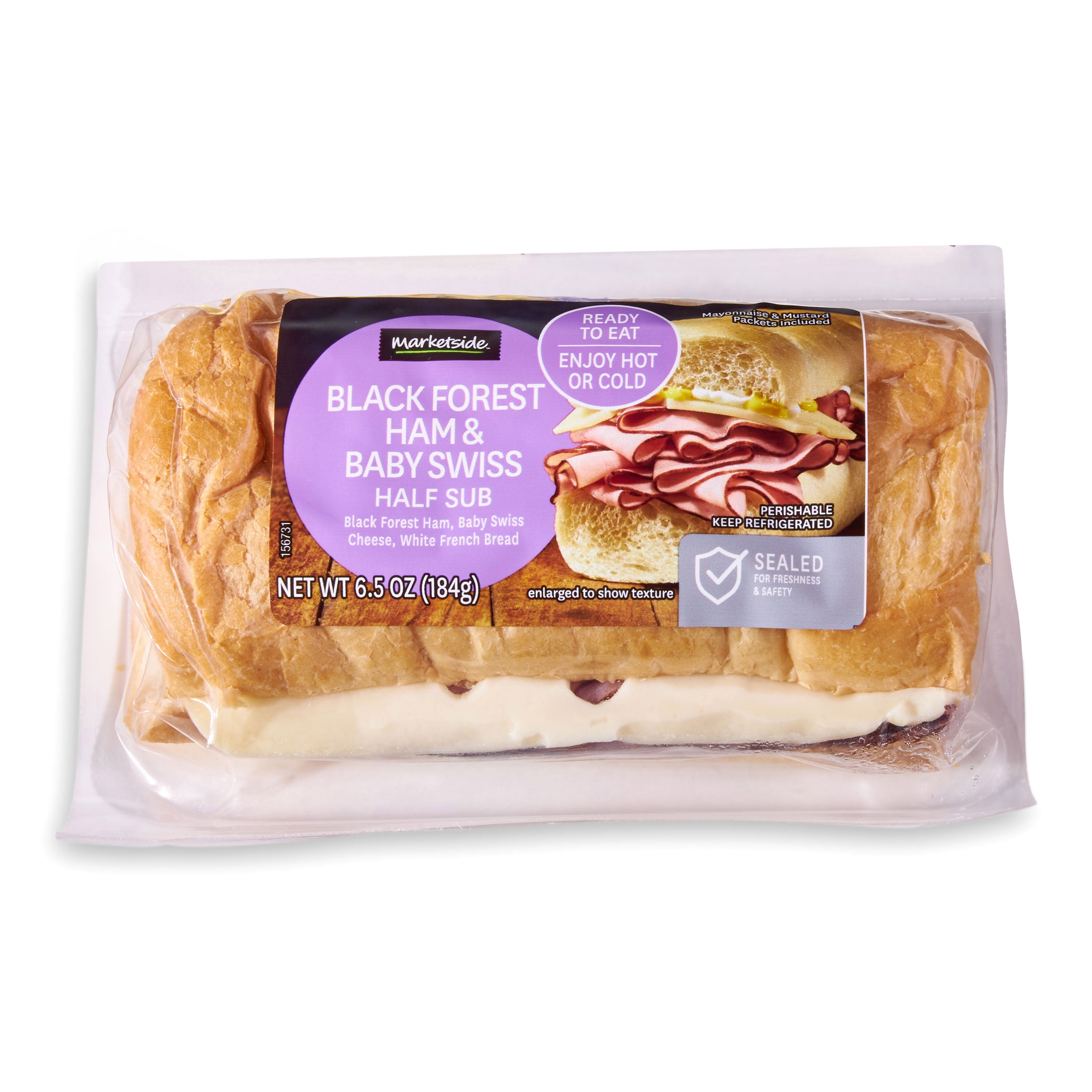 Marketside Ham & Swiss Sub Sandwich, Half