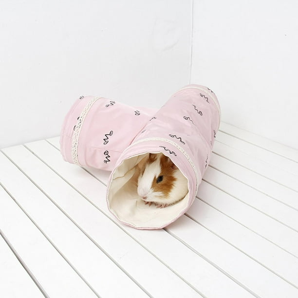 Bunny Tunnels Tubes / Plegable Bunny Hideout Pequeño Animal Actividad Juguetes para conejos enanos Conejillos de Kitty - Rosa 29x10x10CM Salvador Túneles de conejillos de Indias