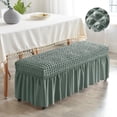 thumbnail image 3 of Long Bench Cover,Removable Bench Seat Furniture or,Piano Bench Slipcover,Rectangle Stool Covers for Bedroom, Hotel, Kitchen, Decor , Green, 3 of 8