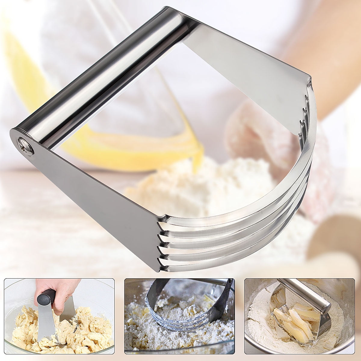 Stainless Steel Cake Blender Soft Grip Dough Cutter Pastry Flour Mixer