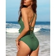 thumbnail image 4 of Charmo Womens Ruffle One Piece Swimsuits Cutout High Cut Bathing Monokini, 4 of 6