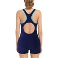 thumbnail image 3 of Women Boyleg One Piece Swimsuit Sport Swimming Costume Modest Swimwear Color Block, 3 of 6