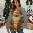 thumbnail image 2 of Lorytime Christmas Vintage Crewneck Sweatshirt Women Santa Claus Print Shirt Long Sleeve Pullover Tops for Holiday, 2 of 7