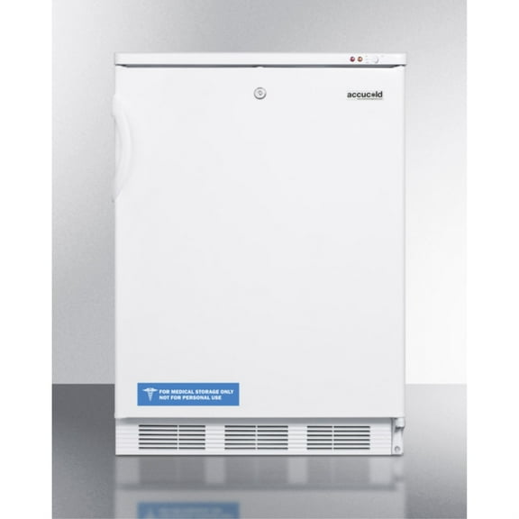 Freestanding medical all-freezer capable of -25 C operation with front-mounted lock