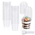 thumbnail image 1 of 50 piezas de postre de 7 oz / 210 ml Vasos de pl&aacute;stico transparente con tapas de c&uacute;pula y cuchara (50), 1 of 6