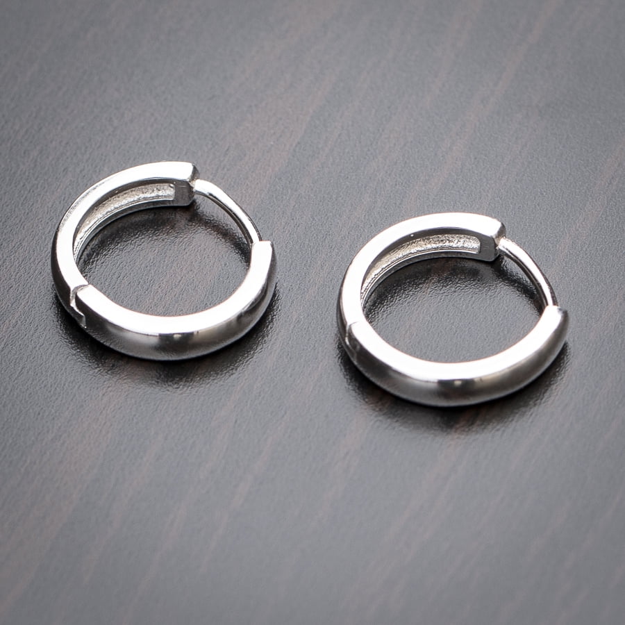 Solid White Gold Plated 925 Sterling Silver Post Small Hoop Earrings Men Women Huggie Hoop Earrings