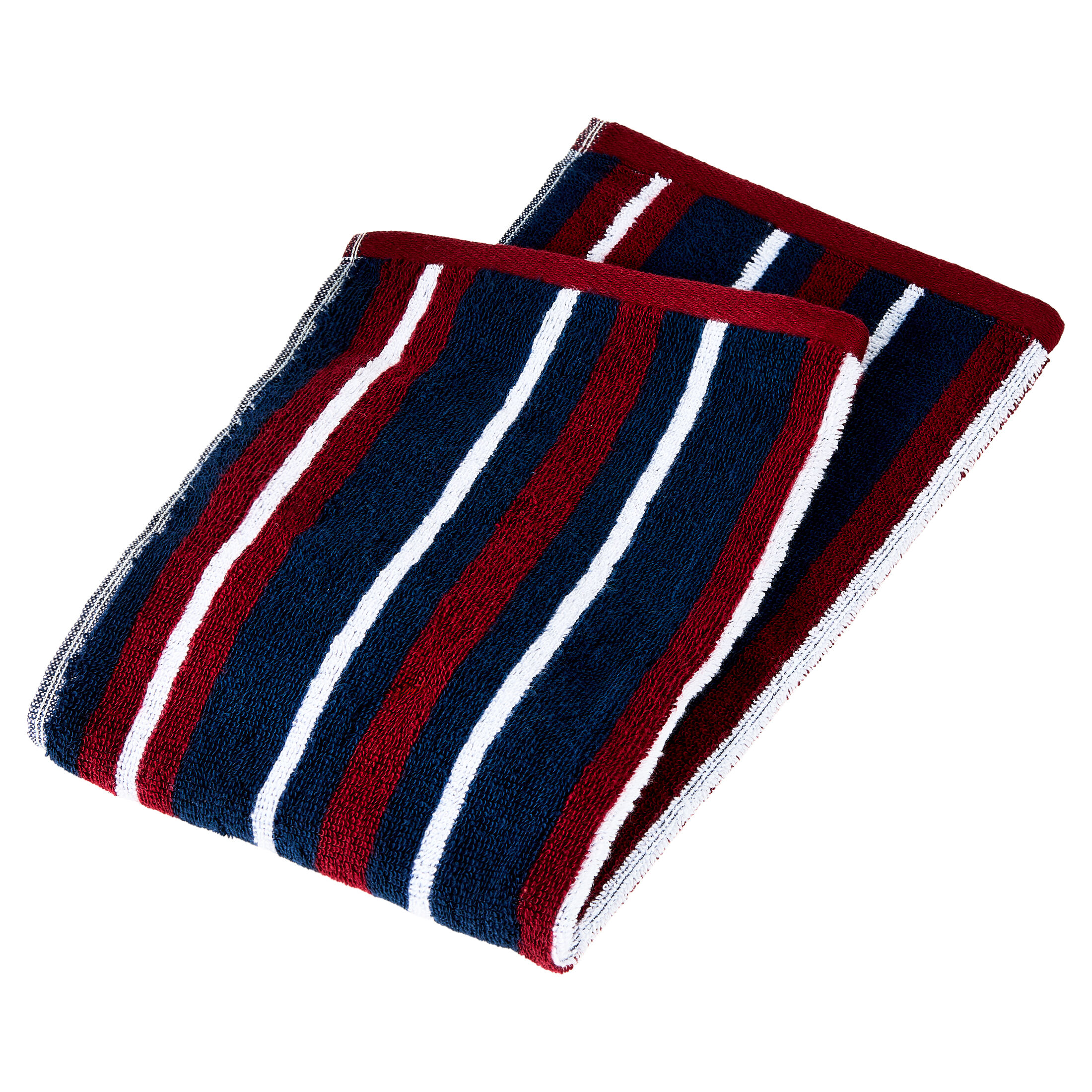 Mainstays 6-Piece Cotton Striped Towel Set, Navy and Red photo 6
