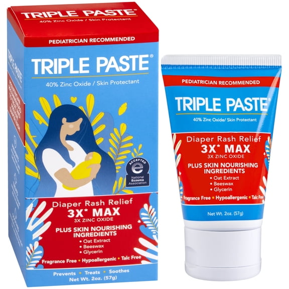 Triple Paste 3X Max Diaper Rash Ointment For Babies, 2 oz