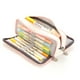 thumbnail image 4 of Estuche para lápices de gran capacidad, bolsa de papelería bonita con múltiples bolsillos y doble apertura para escuela de estudiantes, rejilla pequeña rosa y blanca, 4 of 5