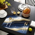 thumbnail image 4 of Blue White Gold Marble Pattern Summer Placemats Table Placemats Set Of 4-Linen Kitchen Washable Placemats Table Mats 11.8"x17.7" Non-Slip Heat Resistant, 4 of 6