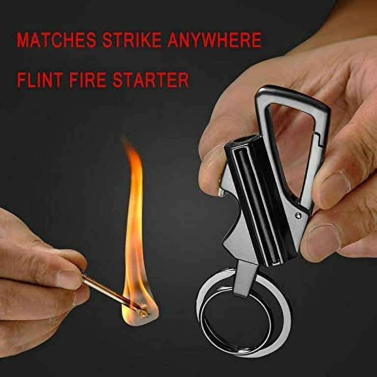 YUSUD Permanent Match, Flint Fire Starter Never Ending Match Keychain  Lighter with Bottle Opener, Forever Waterproof Matches Strike Anywhere,  Survival