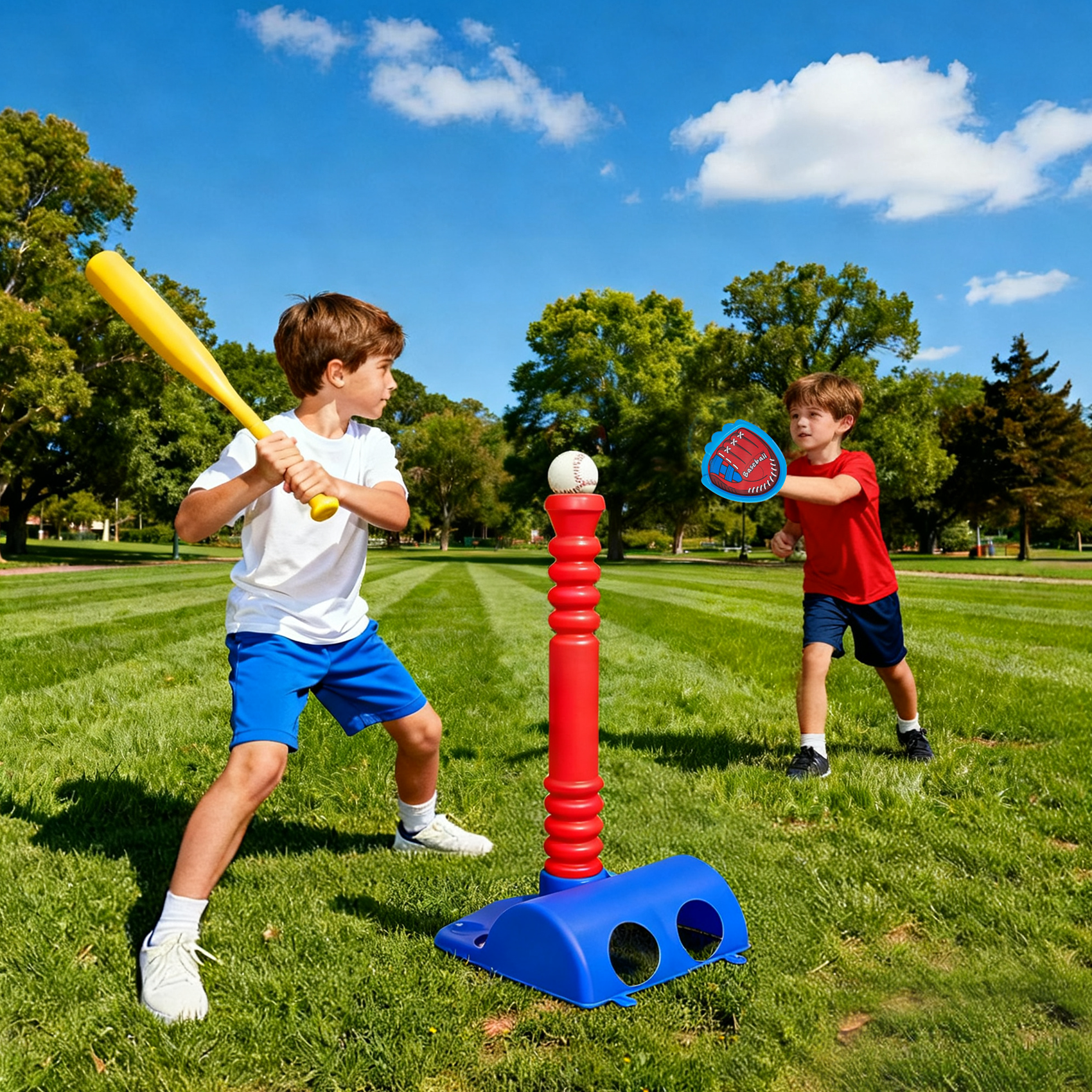 SaveJoy Kids T-Ball Set, Outdoor Baseball Toys for Toddlers Age 2-3-4, Toss & Catch Game Set Sport Gifts for Boys Girls