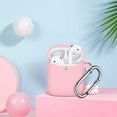 thumbnail image 2 of AirPods Case Cover , Soft Silicone Protective Cover with Keychain for Women Men Compatible with Apple AirPods 2nd 1st Generation Charging Case, Front LED Visible-Pink sand, 2 of 5