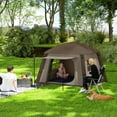 thumbnail image 2 of Outsunny Inflatable Camping Tent, 2-Man Glamping Tent, Khaki and Brown, 2 of 10