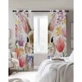 thumbnail image 4 of Easter Bunny Blackout Curtains for Bedroom Living Room Darkening Curtains 96 Inches Long Spring Tulips Vintage Botanical Pastoral Window Curtain 2 Panels Set Window Treatment Grommet Drapes 52"x96", 4 of 9