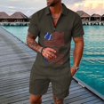 thumbnail image 4 of Vedolay Matching Short Sets Men Summer Casual Short Sets Lace Short Sleeve Shirt Elastic Waist Shorts 2 Piece Outfits,Dark Gray M, 4 of 5