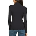 thumbnail image 4 of Women Casual Solid Long Sleeve Mock Turtleneck Blouse Tops Slim Fit Stretchy Layer Tee Shirts, 4 of 5