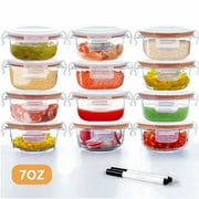 WhiteRhino 12 Pack 7oz Glass Baby Food Containers with Lids ,Small Storage Box for Toddlers ,Glass Jars