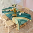 thumbnail image 3 of Teal Gold Wave Marble Pattern Rectangle Tablecloth 60"x102",Waterproof Polyester Rectangle Table Cloth, Wipeable Spillproof Polyester Tablecloth for Dining, Camping, Indoor and Outdoor, 3 of 6