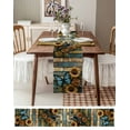 thumbnail image 3 of nqOlkjepod Yellow Flower Butterfly Table Runner 120 Inches Long Farmhouse Dress Scarves, Teal Metal Striped Vintage Dining Tablerunner for Coffee Table/Kitchen Island/Party Décor, 13" x 120", 3 of 8