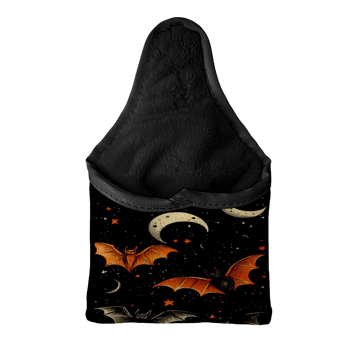 Golf Mallet Putter Cover Premium Leather Waterproof Golf Putter Head Cover with Magnetic Closure Bats Stars Moon