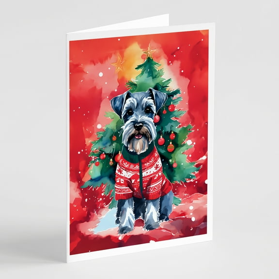 Schnauzer Christmas Greeting Cards Pack of 8 7 in x 5 in