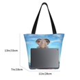 thumbnail image 3 of Kll Tote Bag For Women Elephant Sits On A Stack Of Luggages Ocean Print Shopping Grocery Reusable Bags For Office School Shopping Travel, 3 of 7