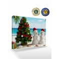 thumbnail image 2 of Christmas Snowman Canvas Print Wall Art Abstract Xmas Tree Snowman Shells on Beach Blue Sky Ocean Pictures Painting Morden Artwork for Living Room Bedroom, Ready to Hang - 12"x16", 2 of 6