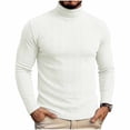 thumbnail image 2 of Mifsaly Mens Turtleneck Sweaters Slim Fit Long Sleeve Ribbed Knit Sweaters Comfortable Stretchy Warm Fall Winter Undershirt Tops White,XL, 2 of 8