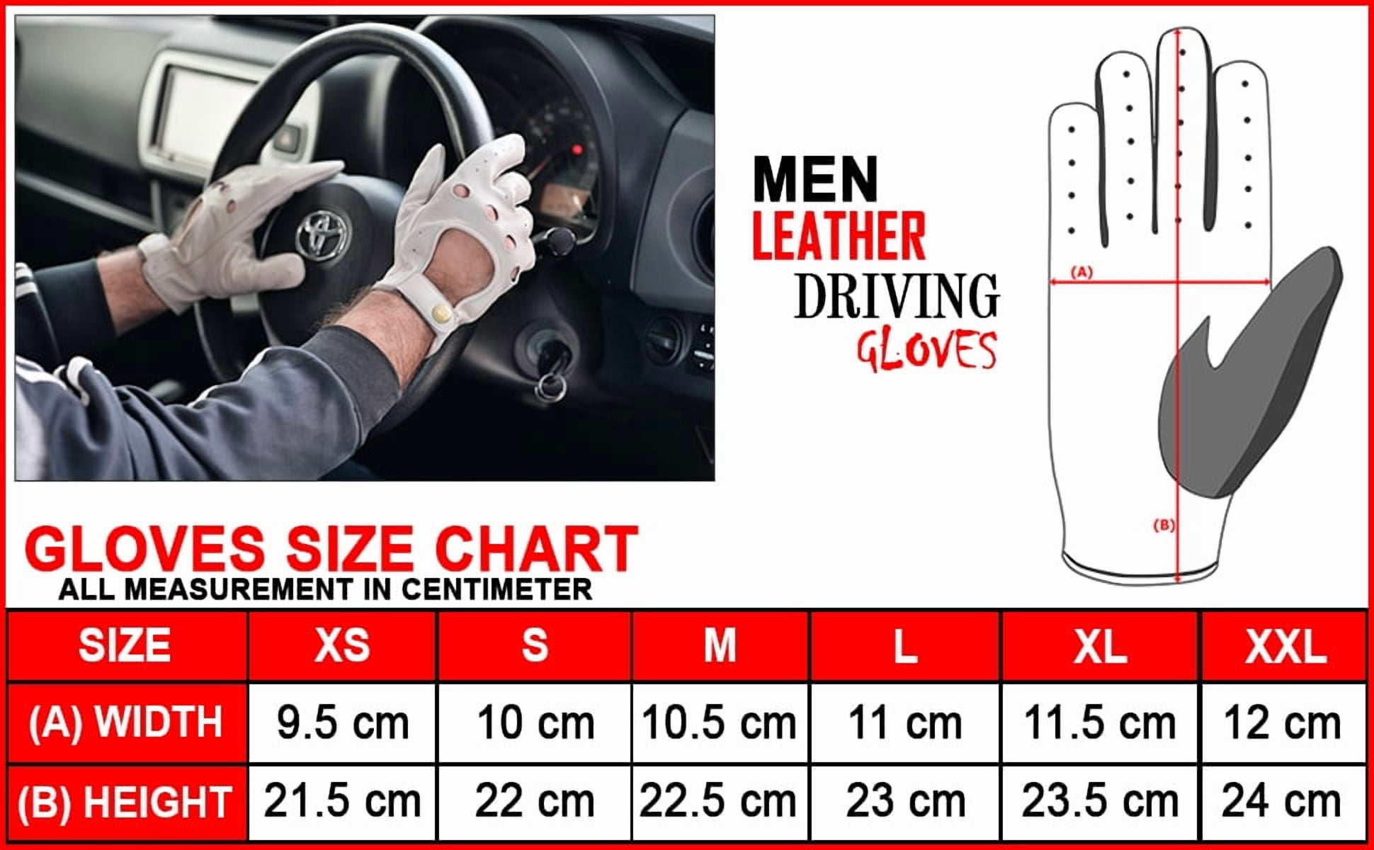 Men Leather Gloves Leather Driving Gloves Chauffeur 100% Genuine Lambskin Leather Full Finger Car Driving Motorcycle Bikers Riding Gloves Bone White-M