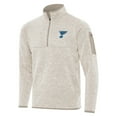 thumbnail image 2 of Men's Antigua Oatmeal St. Louis Blues Fortune Quarter-Zip Pullover Jacket, 2 of 3