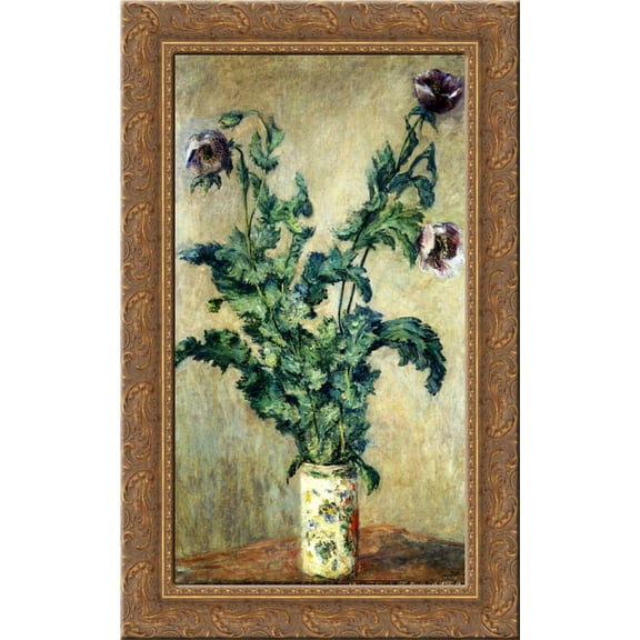Purple Poppies 17x24 Gold Ornate Wood Framed Canvas Art by Monet, Claude