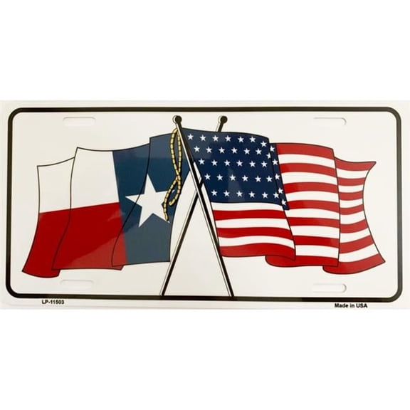 Texas Crossed U.S. Flag Metal License Plate