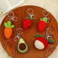thumbnail image 2 of Creative Knitting Fruit Keychain for Women Girls Cute Strawberry Carrot Weaved Keyrings Bag Pendant Car Key Chain Holder Jewelry, 2 of 10